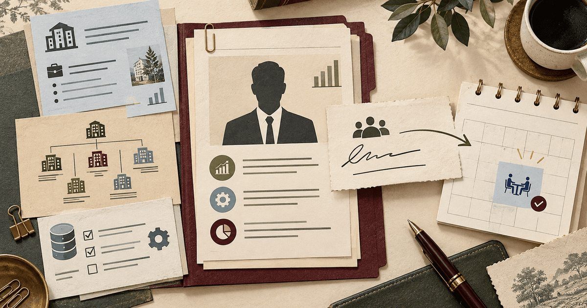 Accounting-firm CFO opportunity dossier connecting verified growth evidence and referral permission to a confirmed meeting.