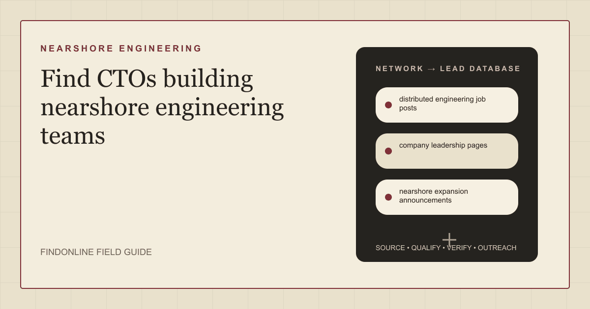 Find CTOs building nearshore engineering teams using job posts, leadership pages, and expansion announcements.