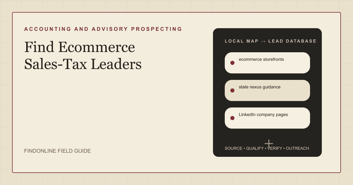 Finding ecommerce sales-tax leaders using ecommerce storefronts, state nexus guidance, and LinkedIn company pages