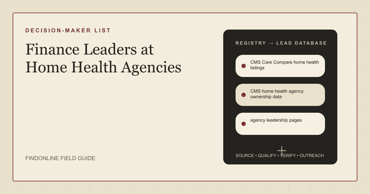 Thumbnail showing a registry of Medicare-certified home health agencies with CMS Care Compare, ownership data, and LinkedIn labels