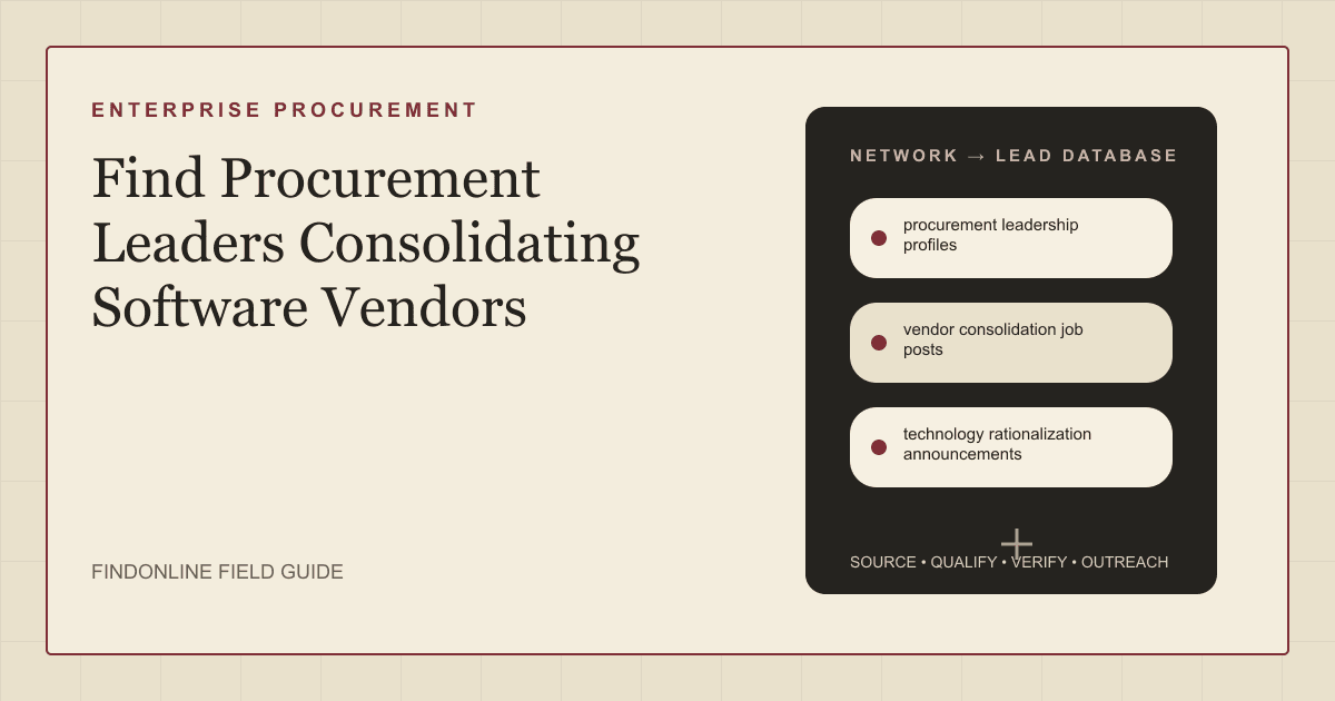 Procurement software consolidation discovery using leadership profiles, vendor consolidation job posts, and technology rationalization announcements