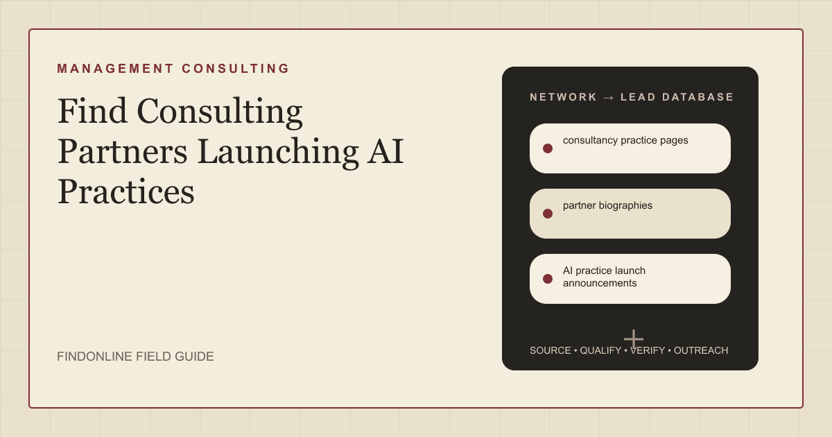 Consulting partners launching AI practices, discovered through consultancy practice pages, partner biographies, and AI practice launch announcements