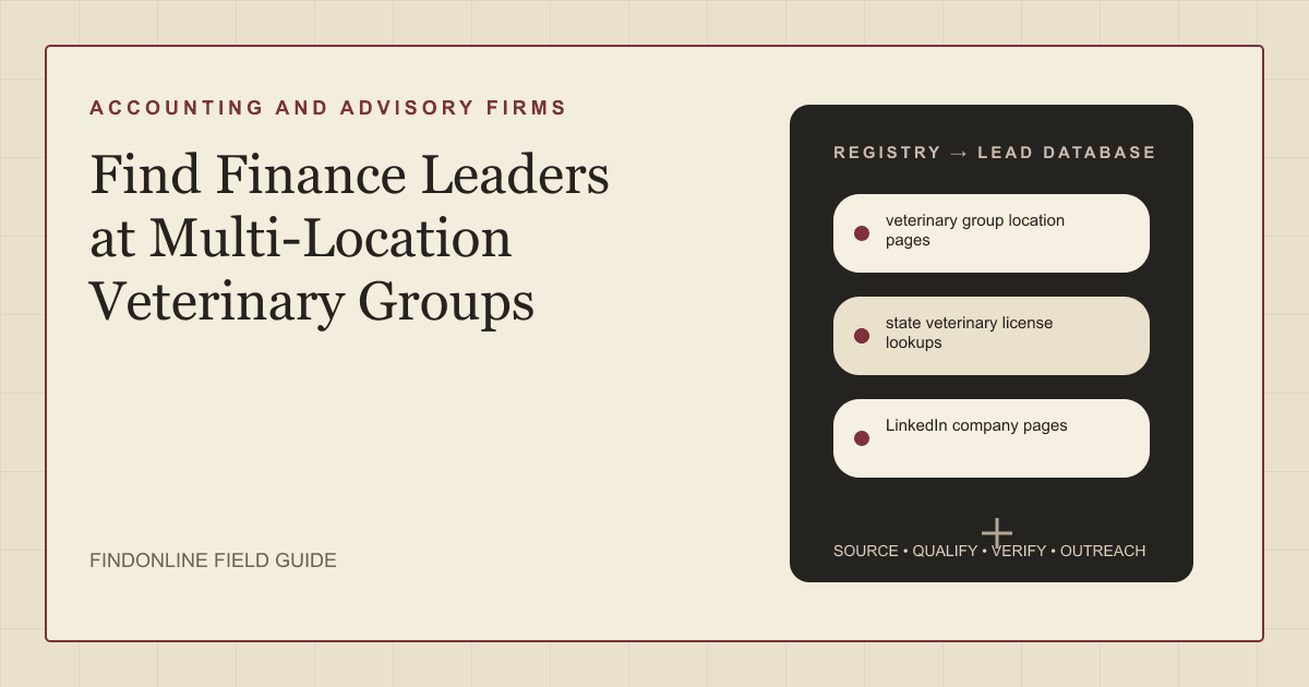 Map of veterinary hospital locations grouped by state with finance leader titles and permit records connected to each group
