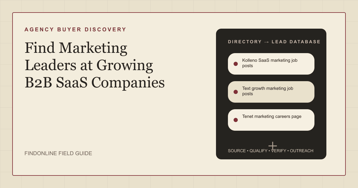 SaaS marketing leader research using Kolleno job posts, Text growth marketing roles, and Tenet careers evidence